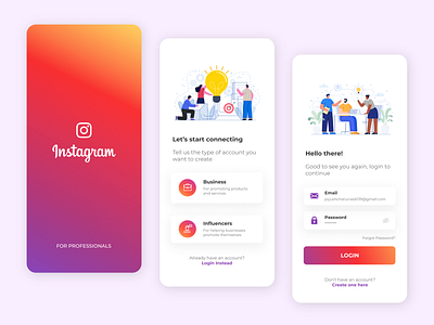 Instagram for pro concept app colourful concept design instagram login page minimal modern sign in ui ux web