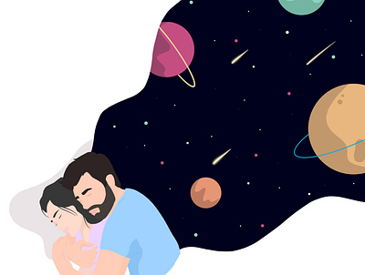 Dreams art couple cute design dreams galaxy illustration illustrator procreate sleep