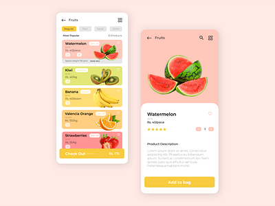 Fruit app concept app appdesign colourful design flat product page shopping cart ui ux vector web website