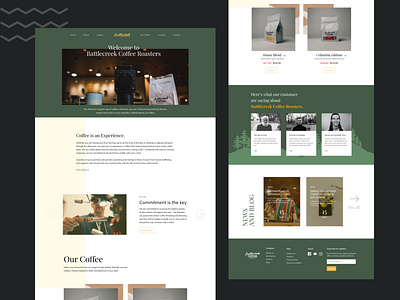 Website design - Battlecreek Coffee Roasters apps design coffee coffeeshop commerce graphic design green grey minimal news shopping uidesign website