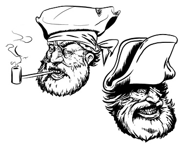 Pirate Heads draw illustration ink