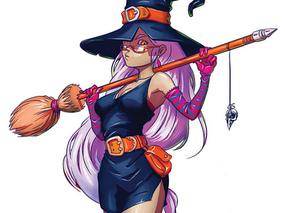 Witch character draw illustration