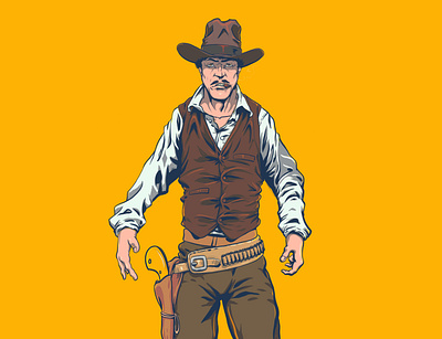 Gunslinger character draw illustration