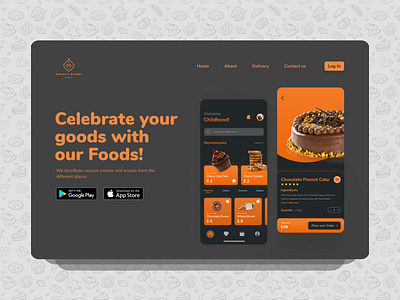 Bakery App Landing Page 3d apple dark design dribbble ecommerce figma food homepage inspiration landingpage minimal mode swipe trend ui vector webdesign