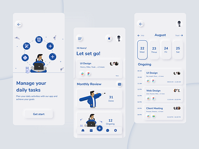 Task management App UI design - Neumorphism cleanui design dribbble figma flutter illustration management minimal neumorphism task taskapp taskmanagementapp ui uix ux wireframes