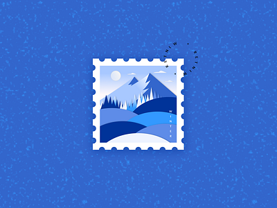 Stamp Illustration blue design dribbble effect figma freebie illustration logo minimal mountain nature papercut snow stamp stampillustration vector winter