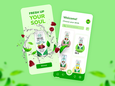 Drink App UI design cleanui cold coldtea dailyui design dribbble drink figma green illustration minimal nature refresh steaz store tea ui ux