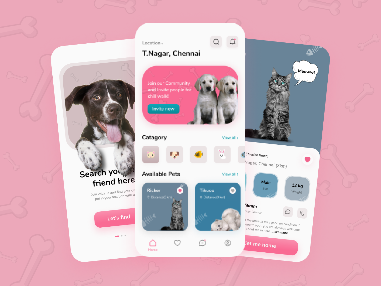 Pet adoption app UI design by Henry_design on Dribbble