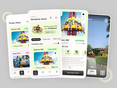 Theme Park UX Design 3d branding challenge cleanui design dribbble figma graphic design location minimal rides themepark ui ux