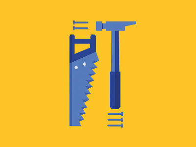 Construction Tools assets blue construction dark blue flat hammer illustration minimalist nail tool yellow