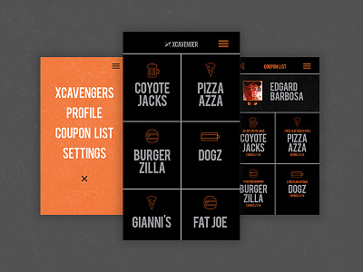 Xcavenger Menu app concrete fun game gps icons menu scavenger screen ui
