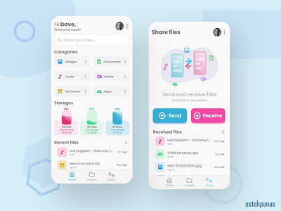 File Manager and File Sharing App Design Concept android app app design apple apps art design flat flat design flatdesign illustraion ios minimal minimalist mobile mobile app ui uidesign ux vector