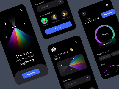 Monitor optimization app bright color dark ui illustration prism ui