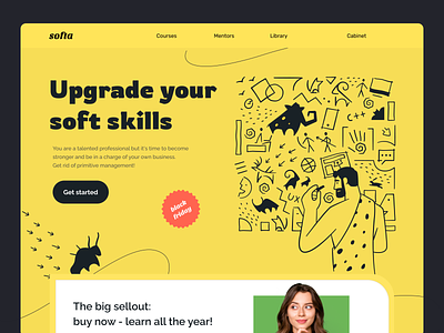 Upgrade your soft skills branding bright color concept design illustration skills ui ux vector yellow