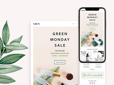 Email Template Design Green Monday adobe branding design designs email email marketing iphone marketing mobile mockup responsive template ui ux web website