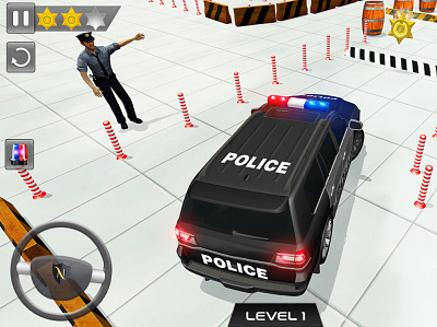 Modern Police Parking GUI action game car games gui design game art game gui game hud game panel design gui interface mobile game ui simulation games