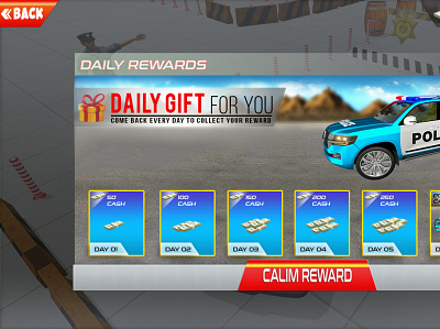 Modern Police Parking ( Daily Reward GUI ) car game game design game graphic game graphics game gui game hud render