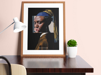 Girl with a pearl earring. art design photoshop poster