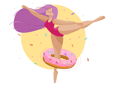Девушка с пончиком design illustration vector девушка детскаяиллюстрация пончик танец