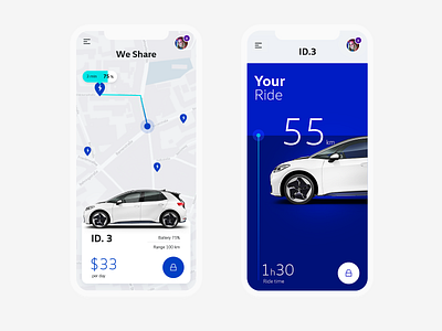 Car sharing app car car app car rental car sharing ui volkswagen