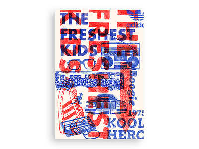 The Freshest Kids bboy illustration poster stipple texture type urban vector