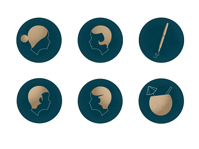 Icons from the Past bronze icons illustrations interactive line texture