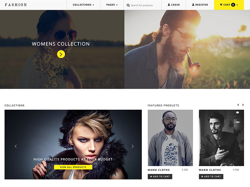 Fashion Store minimal cart product commerce shop store fashion website