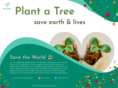Plant a Tree - Save the World app banner design design of the day dribbble dribbble best shot earth green love motivation paragraph plant poster product design quotes save tree vector website world