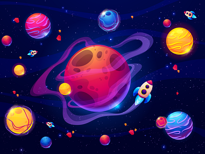 Cartoon Colorful Galaxy adobexd cartoons colorfull concept designoftheday dribbble galaxy graphic design idea illustration layers mobile motion graphics photoshop planets productdesign uiux vector waves website
