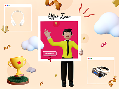 Offer Zone 2d 3d advertice animation banner blender color cool creative graphic design human illustration offer pattern photoshop reach smooth ui ux website