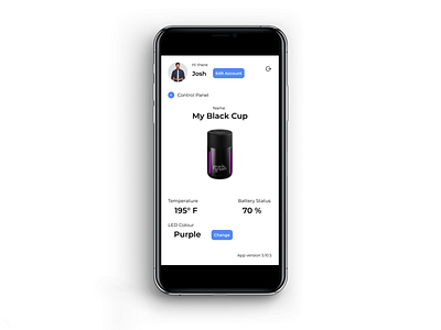 Smart Coffee Cup Control Panel UI design mobile ui
