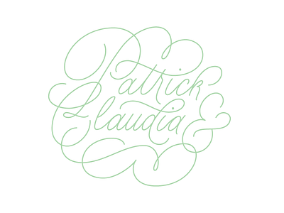 Patrick & Claudia calligraphy hand lettering logo monoline wedding