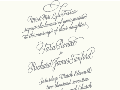 Wedding Invitation, Traditional calligraphy copperplate hand lettering wedding