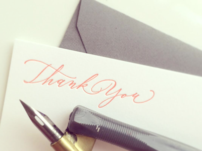 Thank you card calligraphy hand drawn hand lettering wedding