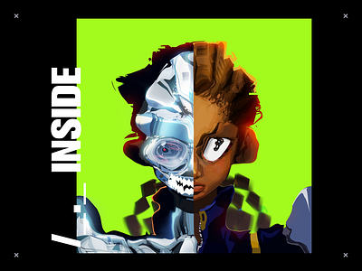 'Inside' 2d art abstract character design characterdesign design illustration sci fi typography