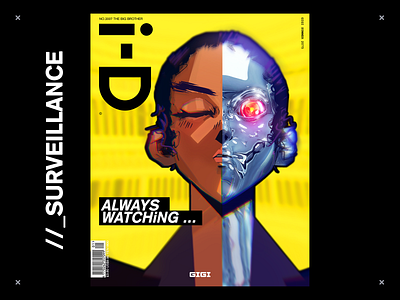 'Surveillance' : i-D Magazine Cover Illustration Mock-up 2d art characterdesign editorial editorial illustration graphic design illustration portrait illustration science and technology