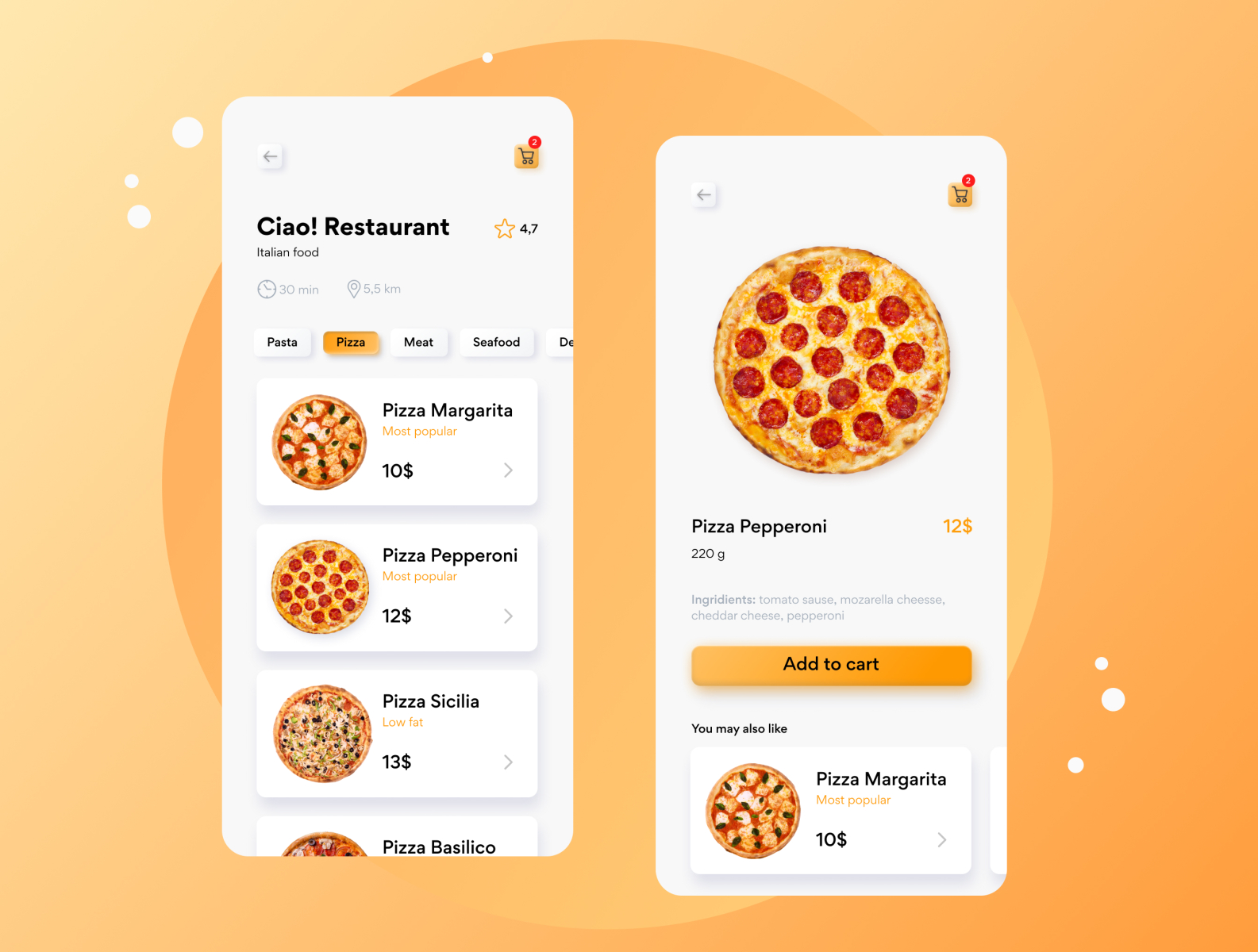 Food delivery app by Marharyta Prybylova on Dribbble