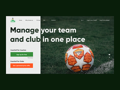 Landing page for Football site football