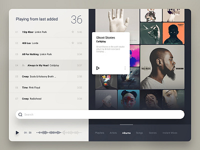 player UI album artwork material music player ui ux