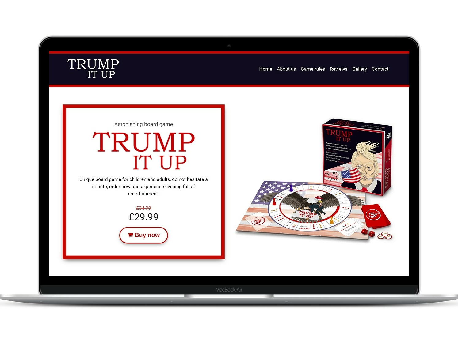 Satirical board game website by Filip Hajek on Dribbble