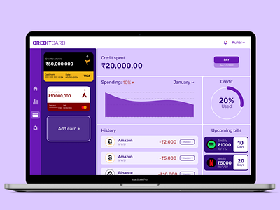 Credit card management webapp ui design