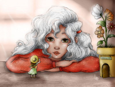 Little Lady book character curley design flowers home illustration original character photoshop