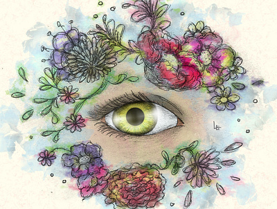 Look acuarela book character design eye flowers girl illustration photoshop