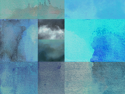 Retazos de cielo después de la lluvia abstracto acuarela azules