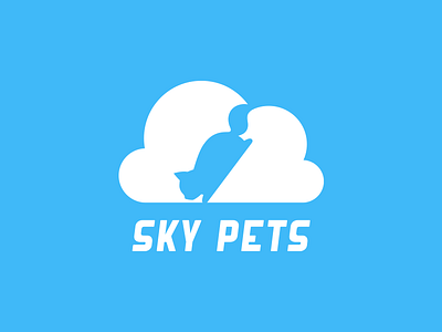 Sky Pets Logo cat cloud flat logo minimal sky pets video game