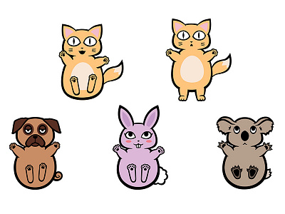 Character Designs bunny cat character design dog koala vector art video game