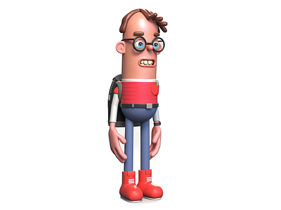 School Dude cartoon character design maya 3d modo rendering