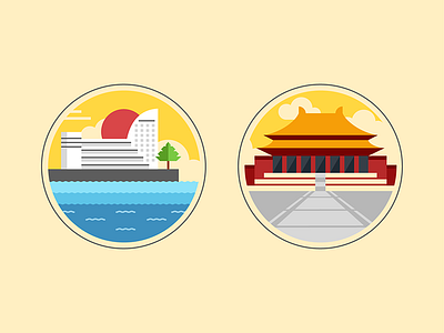 City Icons asia beijing chartboost china flat japan round vector yokohama