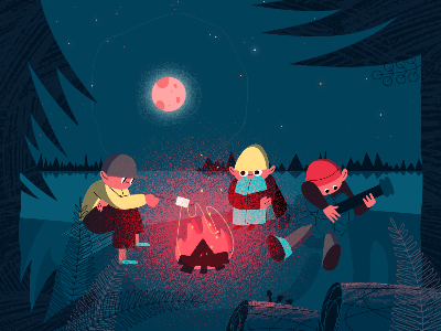 Campfire hideout 2d animated gif animation campfire design motion motiondesignschool tutorial