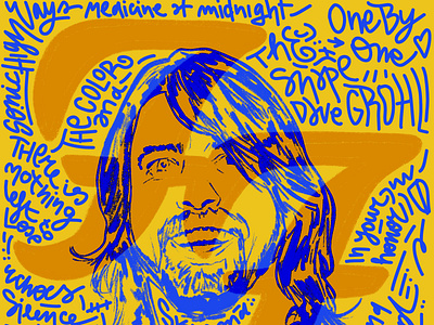Dave Grohl - FF Discography blue illustration orange texture typography vector yellow